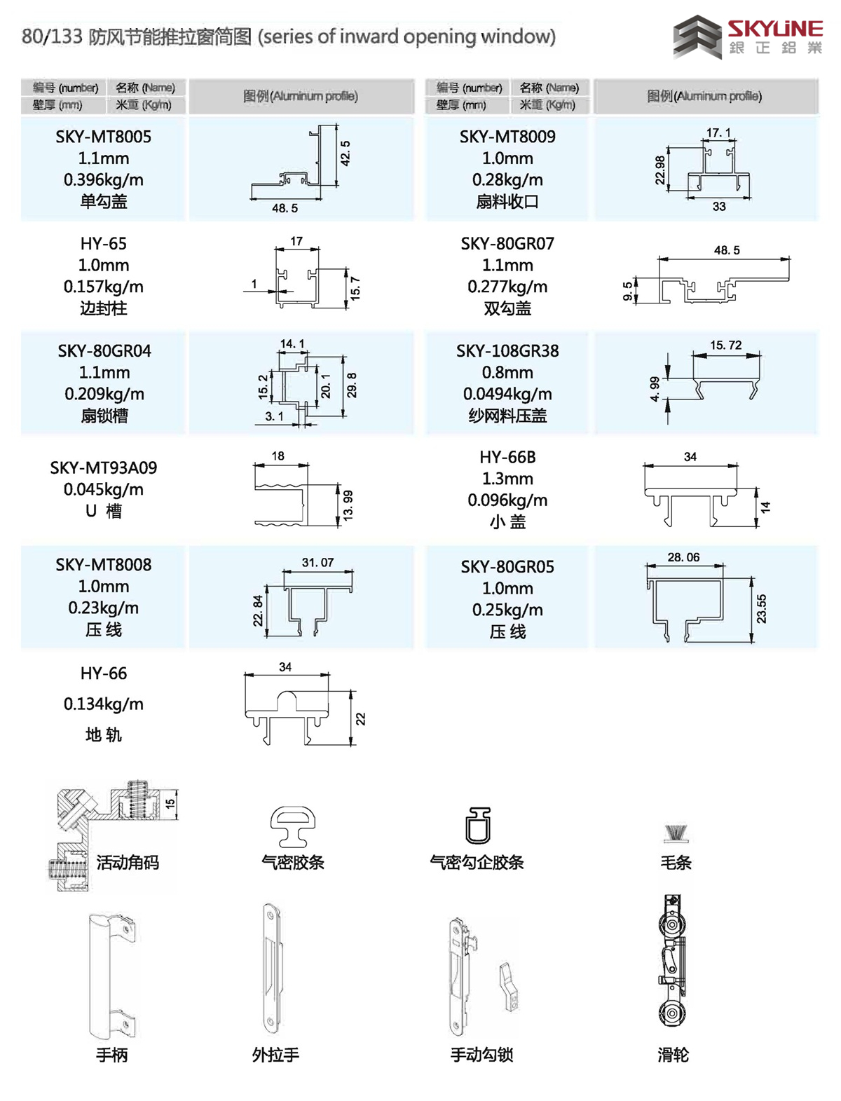 80/133防风节能推拉窗装配图