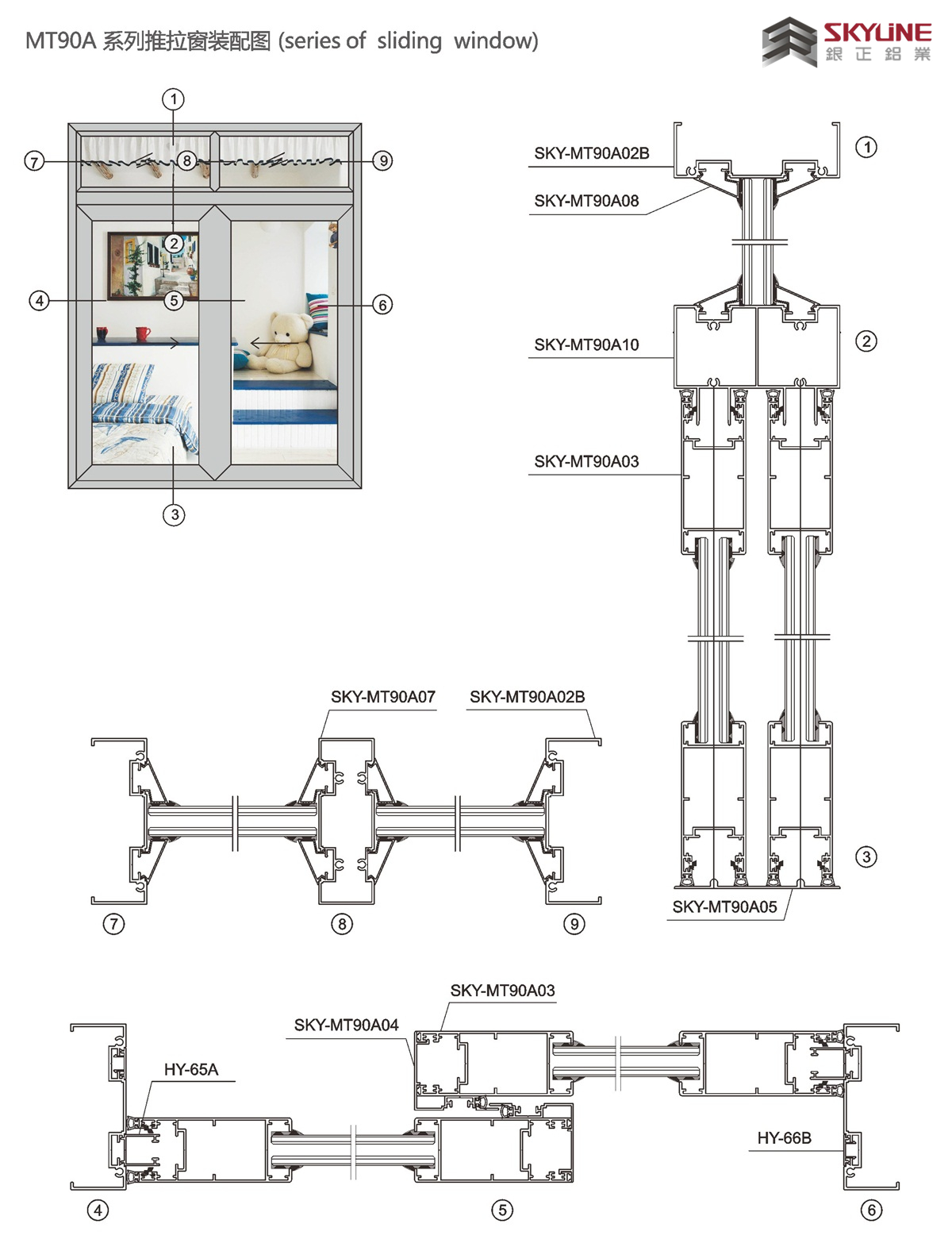 MT90A 系列推拉窗装配图